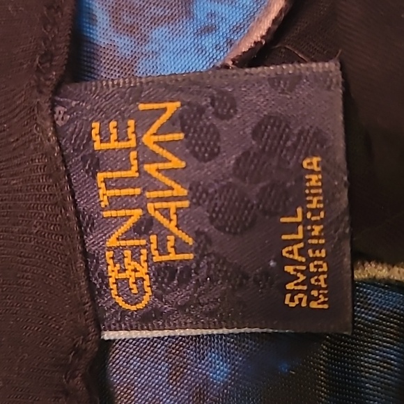 Gentle Fawn Black Cut Out Scallop Black Silver Metallic Blouse 3/4 Sleeves - Picture 8 of 10